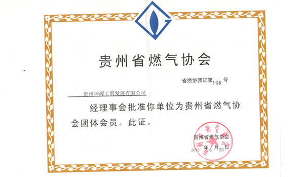 貴州省燃氣協會會員證